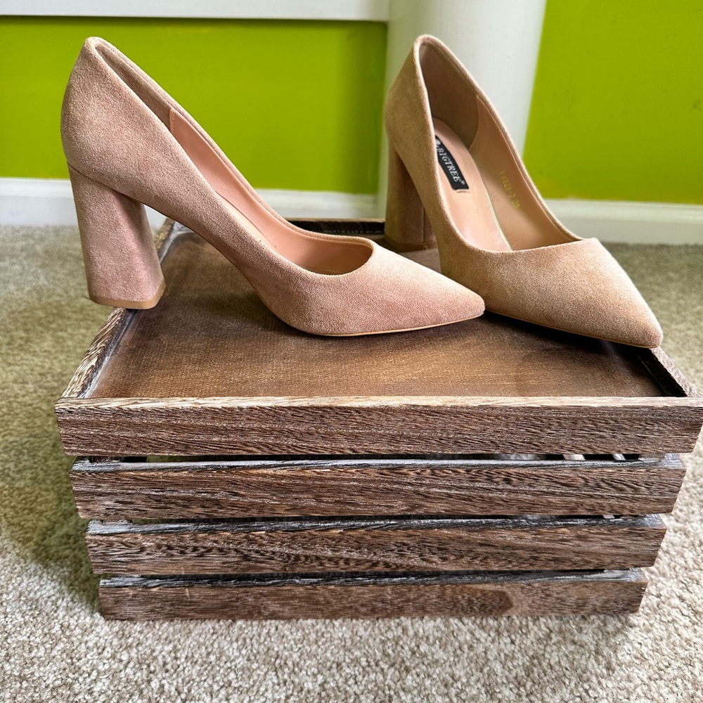 Nude block heels
